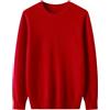 ERFMFKL Maglione pullover jumper da uomo in lana merino, girocollo, a maniche lunghe, tinta unita, morbido, caldo, rosso, XXL
