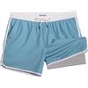 MaaMgic Costume da bagno corto da uomo, stile retrò, vintage, con compressione, pantaloni interni 2 in 1, ad asciugatura rapida, 4 vie, elastico e coulisse regolabile, Azzurro Grigio Bianco, XXL