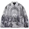 Generisch Giubbotto da uomo con stampa di dipinto rinascimentale - Giubbotto da mezza stagione in stile Blouson con stampa allover | Giacca artistica da streetwear per un look distintivo, M