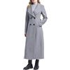 PLAERPENER - Cappotto da donna in lana, doppio petto, lungo, trench invernale, Grigio, 46
