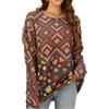 WINKEEY Maglione Donna Autunno Inverno Maglia Oversize con Motivo Floreale Top Girocollo Moda Casual