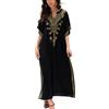 YouKD - Kaftano ricamato floreale ampio stile bohémien, copricostume da spiaggia, bikini, vestito plus size da donna, C Nero, Etichettalia unica