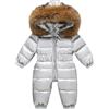 amropi Bambino Tute da Neve Inverno Body Pagliaccetto con Cappuccio Neonato Tutina Jumpsuit Argento,2-3 Anni