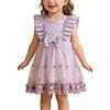 Happy Cherry Abito da principessa per bambini, a maniche corte, per battesimo, matrimonio, compleanno, 9 mesi - 3 anni, viola., 18-24 Mesi