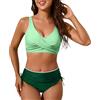 Generico Costume Donna Due Pezzi Bikini Mare Curvy Push Up Costumi sopra a Fascia da Bagno Sportivo per Seno Grande Piscina Vita Alta 2 Imbottito Vestiti No Segno Abbronzatura L