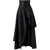 Generisch Donna Gothic Abbigliamento Cotone Gonne di Pizzo Nero, Nero , S