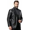 HESYSUAN Giacca da uomo in pelle, stile business casual, con risvolto in morbida pelle, vestibilità regolare, 2 bottoni con tasche, Nero , XXL