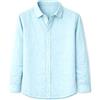 Blue coast yachting Camicia a Righe da Uomo, 100% Lino, Manica Lunga, vestibilità Regular/Slim, Stile Casual ed Elegante, Traspirante per l'Estate.