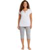 Leedya Pigiama Donna Leggero e Traspirante - Modello Estivo in Cotone Fresco Mezza Manica e Pantaloni Basket -Mida P825 Bianco TG XL/50/5