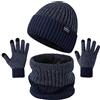 KQueenStar Direct Set di guanti invernali con cappello da sciarpa, da uomo, termico, caldo, lavorato a maglia, scaldacollo e guanti touchscreen, fodera in morbido pile, regalo elastico, Marina Militare, Taglia unica