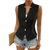 LCDIUDIU Gilet Senza Maniche Da Donna, Nero, Senza Colletto, Blazer con Bottoni, Gilet Elegante, Estivo, Casual, Slim Fit, Da Lavoro, Da Ufficio, Giacca Tunica, Top