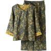 Modeewel - Pigiama giapponese da donna, pigiama cinese Hanfu Kimono, biancheria da notte giapponese, completo da due pezzi in pantaloni, tuta da casa, tuta da ginnastica, Verde, M