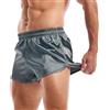 Amy Coulee Boxer da uomo in raso pantaloncini da pigiama setosi biancheria intima per dormire Split Side Sexy boxer slip con elastico in vita, Grigio scuro, M