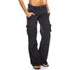 WXMSJN Plus Size Ladies Casual Vita Bassa Casual Stile Militare Sportivo Tuta Ampia, Nero, M