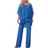 Generico Tute Eleganti Donna Cerimonia 2 Pezzi Completo di Pantaloni Lungo Moda Vestito Taglie Forti Tute Senza Manica Sexy Tailleur e Lavoro Baggy Playsuit Curvy da Sera Interi