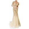 BOTCAM Abito da sera da donna, in oro, con scollo a V, senza maniche, lunghezza al ginocchio, con paillettes, elegante, vintage, per feste, cocktail, da donna, per feste