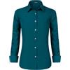 Stamain Camicia Donna Manica Lunga No Stiro Blusa Elegante Regular Fit Camicetta Classica per Ufficio Lavoro Cerimonia vestibilità Comoda Verde Petrolio Scuro 4XL