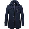 Generico Cappotto Uomo Invernale - Giubbino Autunno Trench Elegante Lungo Peacoat Giaccone Con Bottoni e Cerniera Giacconi Slim Fit Soprabito Stile Caldo Casual Cappotti Con Tasche Giacche 2025, Blu navy M