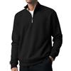 Generic Felpe da uomo Foderate in pile Zip Up Polo da uomo Felpa con cerniera Stand Up Collar Top Addensato Maglione a maniche lunghe Pullover Inverno Autunno Maglioni, Nero , 4XL