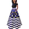 Angel ZYJ Donna Vestiti Lunghi Due Pezzi Senza Spalline Manica Corta Camicetta + Rosa Stampa Gonne Lungo Elegante Vestito Abito Maxi da Sera
