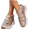 Sobzia Sandali Donna Estive Comode,Sandali Chiusi Davanti Donna Estive Ortopedici Comodi Sandalo Trekking Sportivi Leggeri Sandalo con Zeppa Antiscivolo Scarpe con Strappo Scarpa Passeggio Oro 39