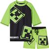 MINECRAFT 2 Pezzi Costume Piscina Bambino, Maglietta e Pantaloncini Costumi Mare (Verde Chiaro/Nero, 11-12 Anni)