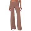 Owegvia Leggings da donna pieghevoli in vita pantaloni da yoga elasticizzati pantaloni larghi tinta unita Y2K vita bassa gamba larga pantaloni della tuta, cioccolato, L