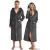 Twinzen - Accappatoio Uomo e Donna Morbido con Cappuccio - Grigio Scuro