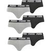 PUMA Brief Slip da uomo, confezione da 6 (grigio mélange/nero, L)