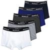 ROYALZ Boxer Uomo Classico Pacco da 5 Intimo Mutande Slip Elasticizzato 5 Pack(95% Cotone / 5% Elastan)