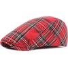 DORRISO Uomo Piatto Berretto Righe Quadri Design Leggero Berretto Baschi Scozzesi Cotone Basco Newsboy Flat Cappello Confortevole Uomo Viaggio Vacanza Cappelli