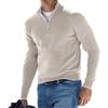 Letuwj Top Polo Manica Lunga Scollo a V Lana Pile Cerniera Uomo Casual, Bianco sporco, XXL