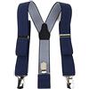 TigerTie Bretelle unisex a Y con 3 clip extra resistenti, colore a pois, lavorazione di alta qualità, larghezza 35 mm, Blu scuro Marina Bianca, bis zu einer Körpergröße von 2 m