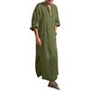 Generico Caftano Uomo Kaftan Jalabiya Uomo Cotone Collo Robe Arabi Abiti Lunghi Musulmani Thobe Camicie Abbigliamento Da Preghiera Per Musulmano Abaya Muslim Tunica #0303Y