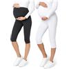 Be Mammy 2 Pack Leggings Premaman 3/4 in Viscosa BE20-229 | Vita elastica e tessuto morbido, modello aderente sotto il ginocchio per gravidanza, casa e uso quotidiano