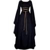 BOTCAM Abito da donna per Halloween con lacci a tromba, maniche a campana, lungo, stile maxi, costume medievale, retrò, rinascimentale, stile palazzo, abito da sera, abito da festa, lungo fino al pavimento