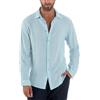 Giosal Camicia Uomo Lino Colletto Maniche Lunghe Casual Regular Fit Basic Tinta Unita Vari Colori (IT, Testo, S, Regular, Regular, Celeste)