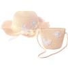 YANJIY 2 Pezzi Cappello da Sole per Ragazze e Borsa di Paglia,Visiera Cappello Bambina, Set Cappello e Borsa di Paglia, Protezione Solare, Accessori