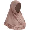 Ylucky Donne Musulmano Hijab Sciarpa Floreale Pizzo Testa Wrap Turbante Arabo Islamico Pronto da Indossare Aiyah Amira Leggero Scialle, Bordo plissettato rosa chiaro, taglia unica