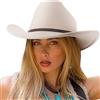 DRESHOW Cappello a tesa Larga Fedora per Donna Cappello Floscio Panama Retrò con Fibbia per Cintura