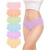 TANSTC Mutande Culotte Donna Cotone, Slip Donna in Cotone - Confezione da 6 Slip Hipster, Vita Bassa Ed Elasticizzati, Traspiranti