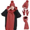 HOSPAOP Set di cappello, sciarpa e guanti per donna 3 in 1 - Berretto invernale da donna con pompon, sciarpa invernale, guanti touchscreen, set termico per l'outdoor e la vita quotidiana, Colore