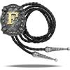 Yjfeshion Cravatta in stile western con iniziale dorata ABJR a XYZ, collana da cowboy, realizzata a mano, in pelle, per uomo e donna