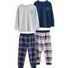 NEXT Ragazzo Confezione da 2 Pigiami a Maniche Lunghe in Tessuto a Quadri Grey/Blue 11 Anni