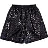 Generisch Pantaloncini da uomo con paillette metallizzate, brillanti, con brillantini, per il tempo libero, traspiranti, elasticizzati, in vita larga, per lo sport, per feste, Nero , M