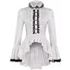 KBOPLEMQ Camicia medievale da donna con volant, top vittoriano, pirata, vintage, rinascimentale, per Halloween, carnevale, cosplay, gotico, abbigliamento retrò steampunk, maglietta a maniche lunghe, bianco, S