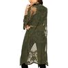 YouKD Cardigan da donna in pizzo trasparente, stile boho, lungo, kimono, spiaggia, copricostume da bagno, Verde, Etichettalia unica