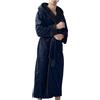 Foweknow Accappatoio da uomo in pile morbido vestaglia, lungo, a maniche lunghe, soffice, cardigan caldo e morbido, biancheria da notte per autunno e inverno jacquard, Blu marino, XL