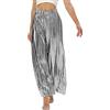 Fakanhui Pantaloni a palazzo da donna a gamba larga metallizzati oro argento casual abito da sera party clubwear pantaloni