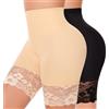 Kitfore Mutande da donna leggere, per la pancia, in pizzo, per il corpo, Nero + beige., S